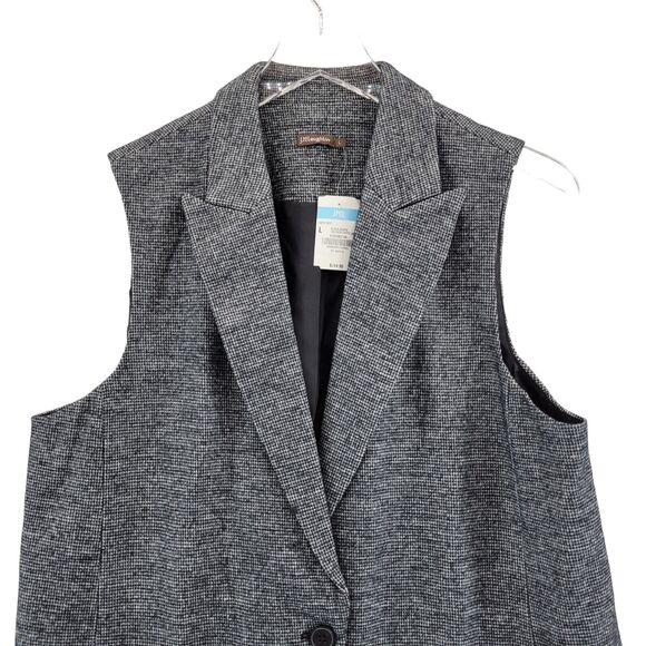 J Mclaughlin Cate Vest Size Large Tunic Blazer Black White Houndstooth Wool NEW - Picture 4 of 11